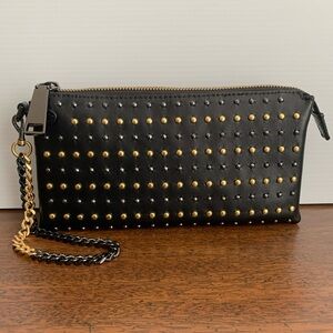 Rebecca Minkoff Cuff Me Up Studded Leather Clutch Black NWT MSRP $148